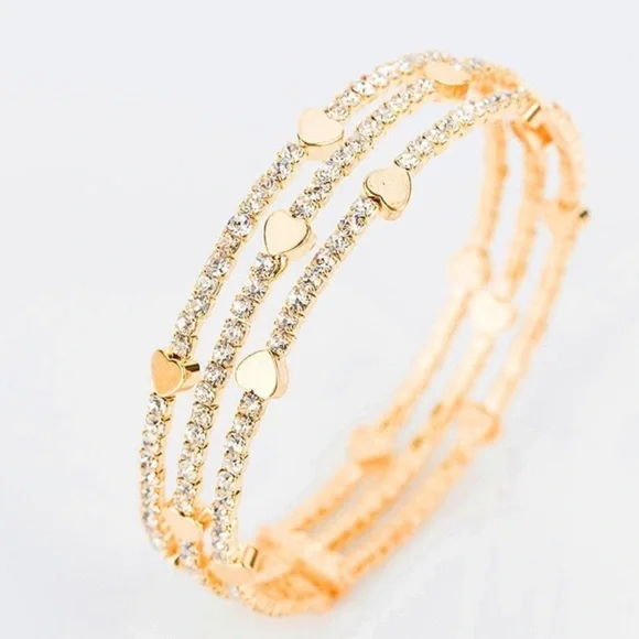 Luxury White Crystal Gold Plated Heart Bracelet - Picture 7 of 7